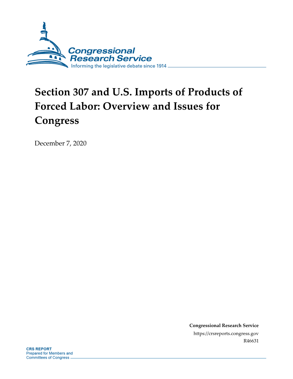 Section 307 and US Imports of Products of Forced Labor