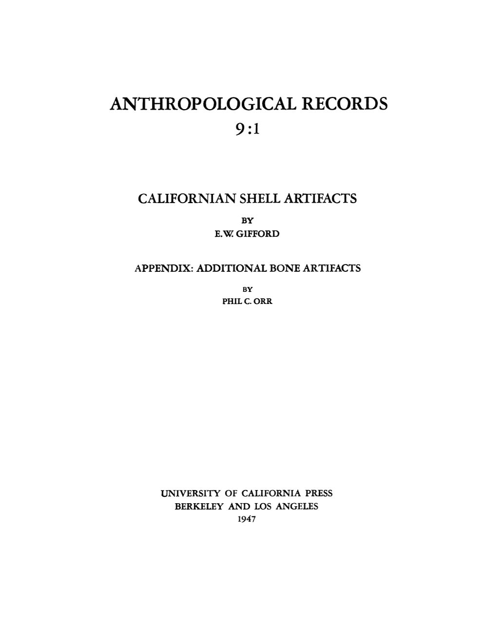 Anthropological Records 9:1