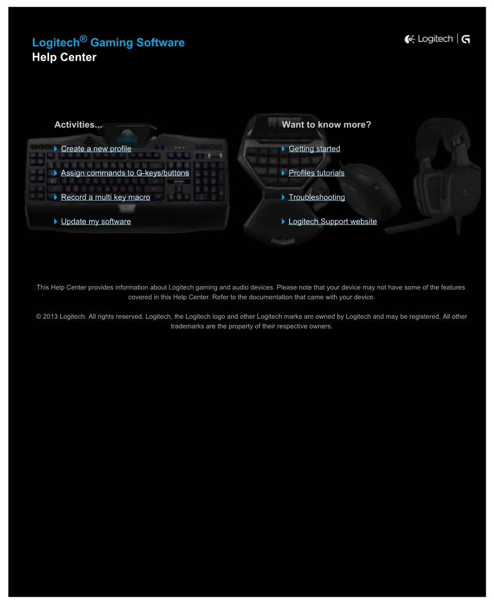 Logitech Gaming Software Help Center