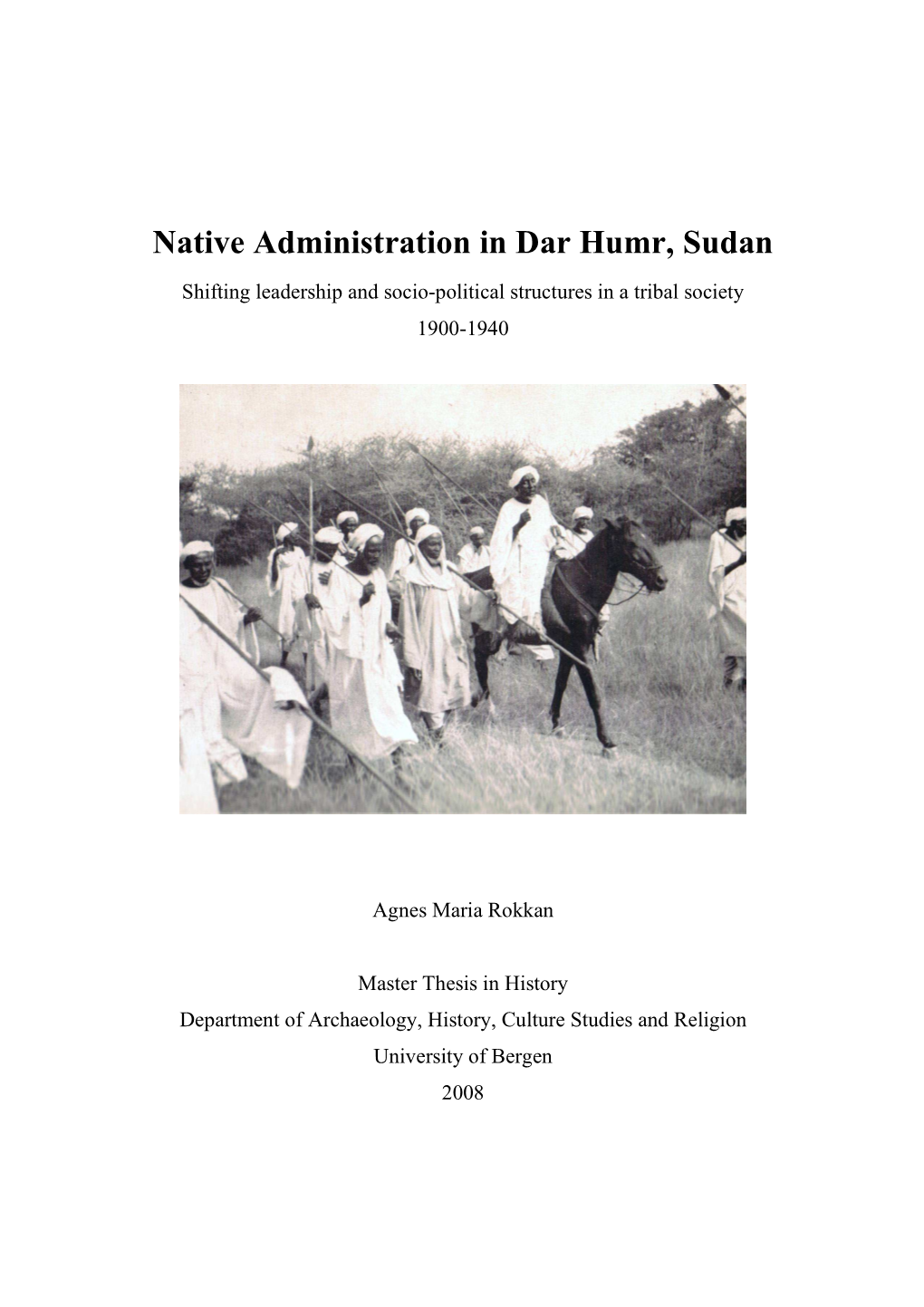 Native Administration in Dar Humr, Sudan