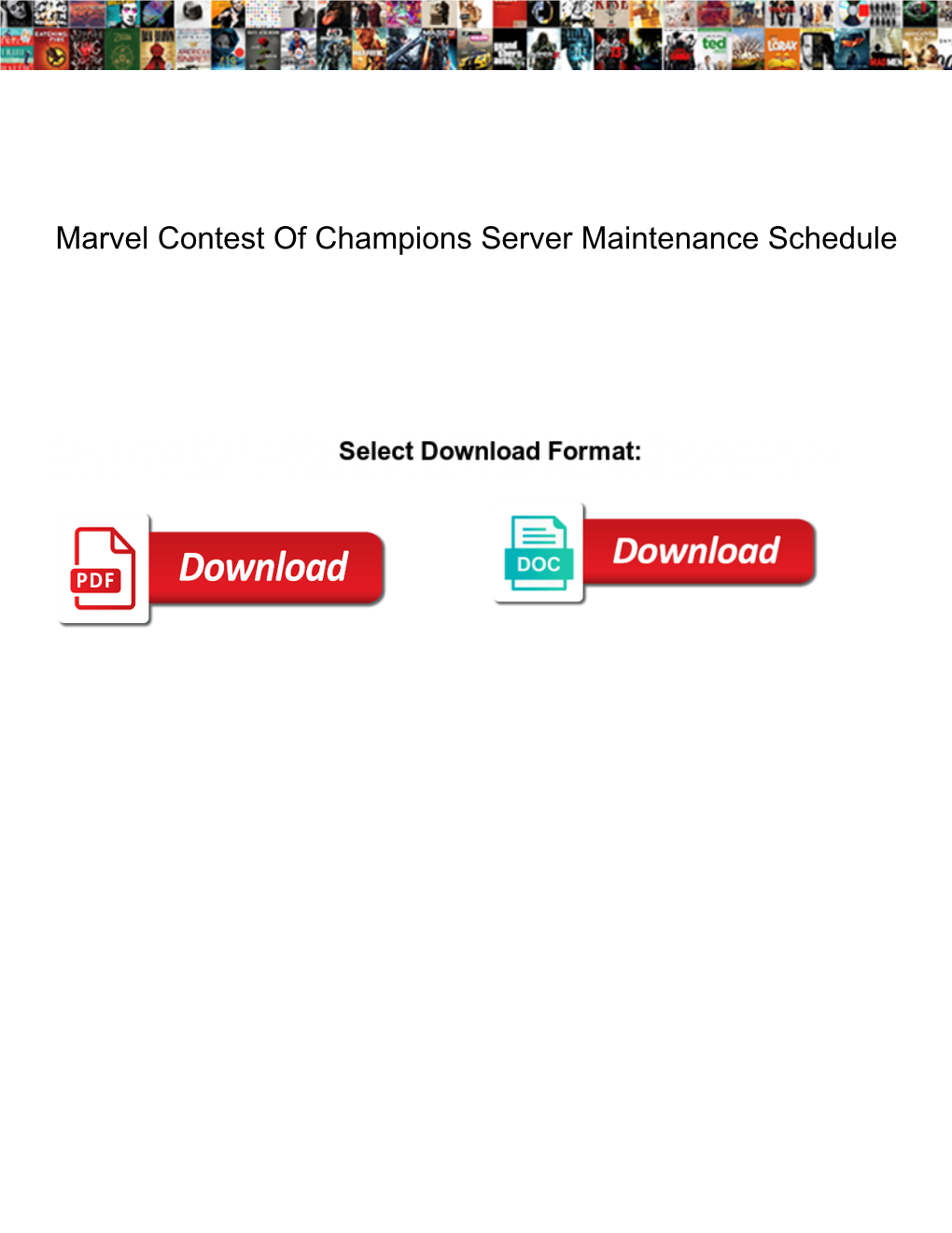 Marvel Contest of Champions Server Maintenance Schedule