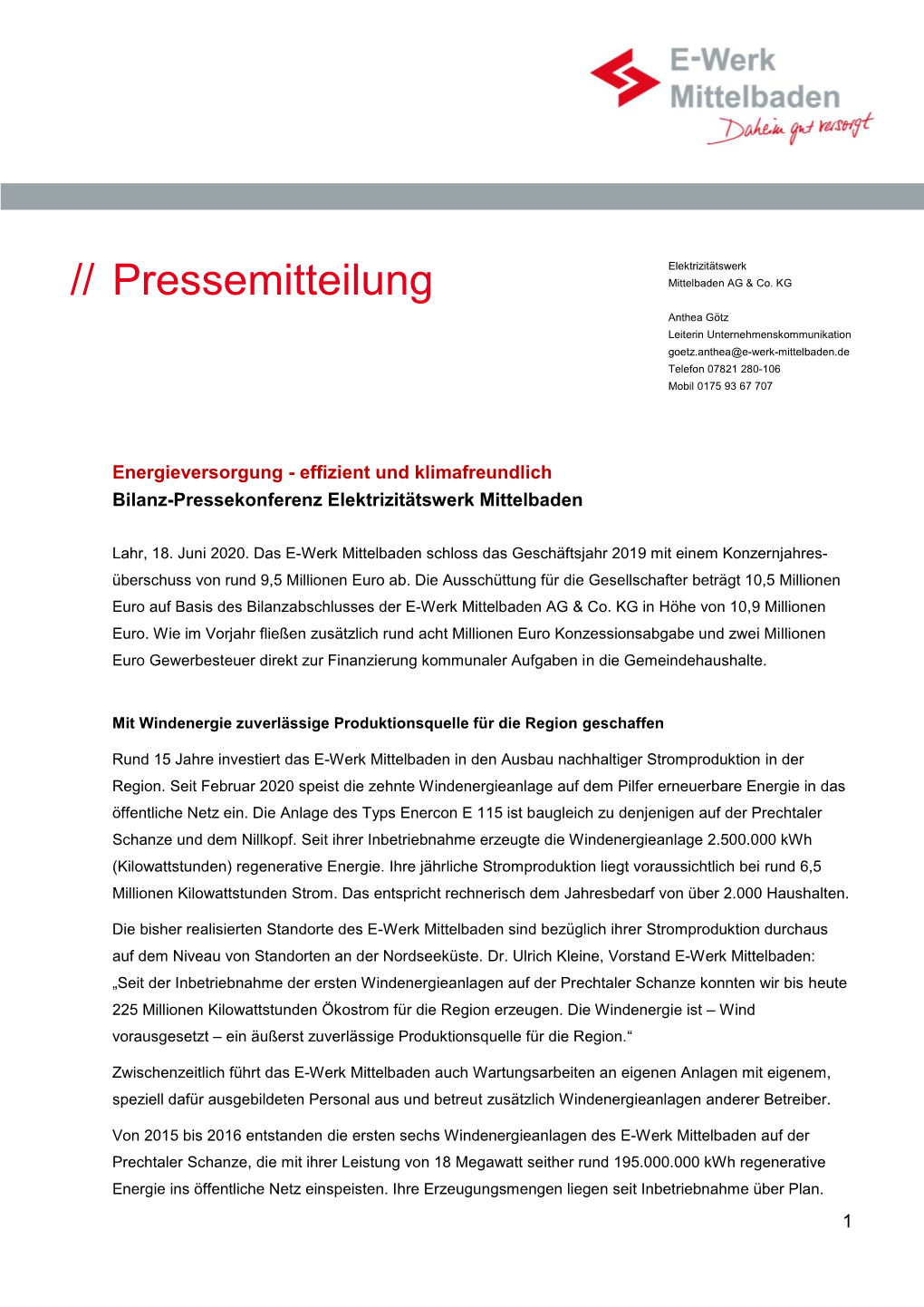 Pressemitteilung Mittelbaden AG & Co