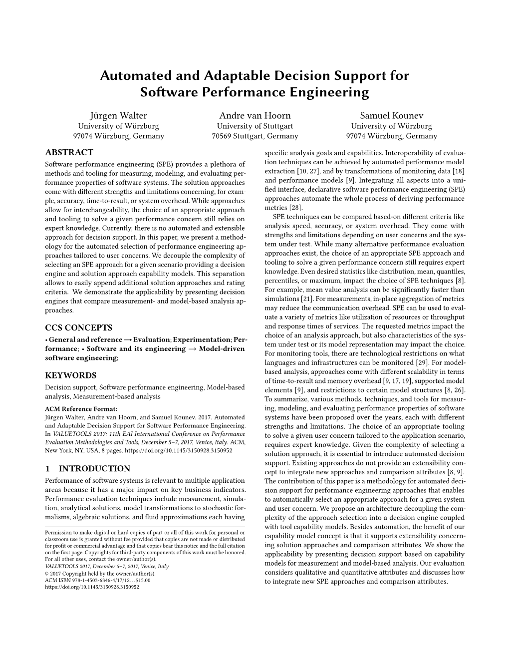 Automated and Adaptable Decision Support for Software Performance Engineering