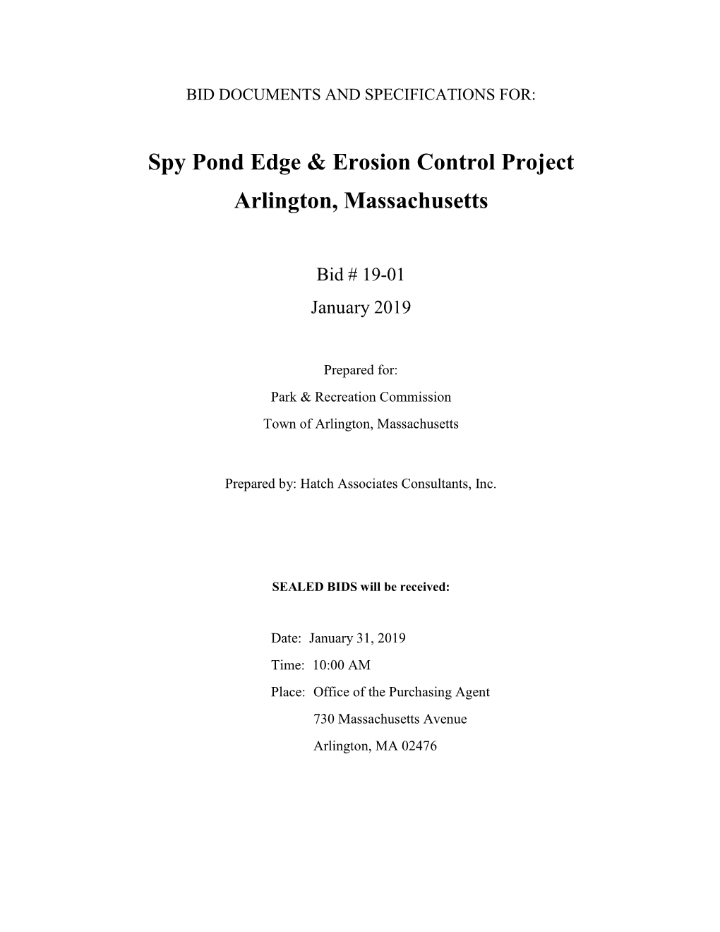 Spy Pond Edge & Erosion Control Project Arlington, Massachusetts