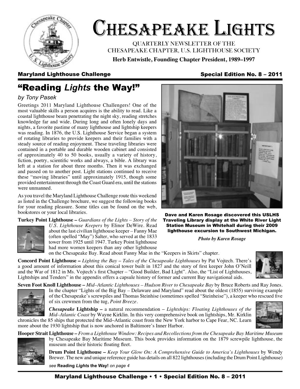 Chesapeake Lights QUARTERLY NEWSLETTER of the CHESAPEAKE CHAPTER, U.S