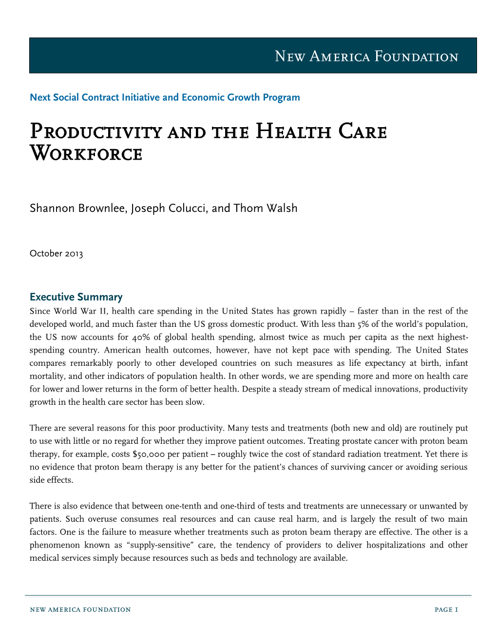 Productivity and the Health Care Workforce