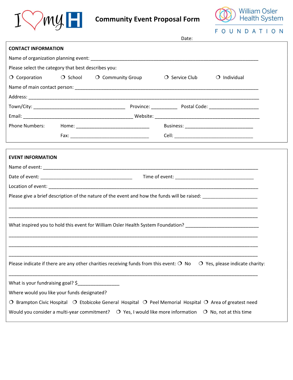 Third Party Event Policy Form