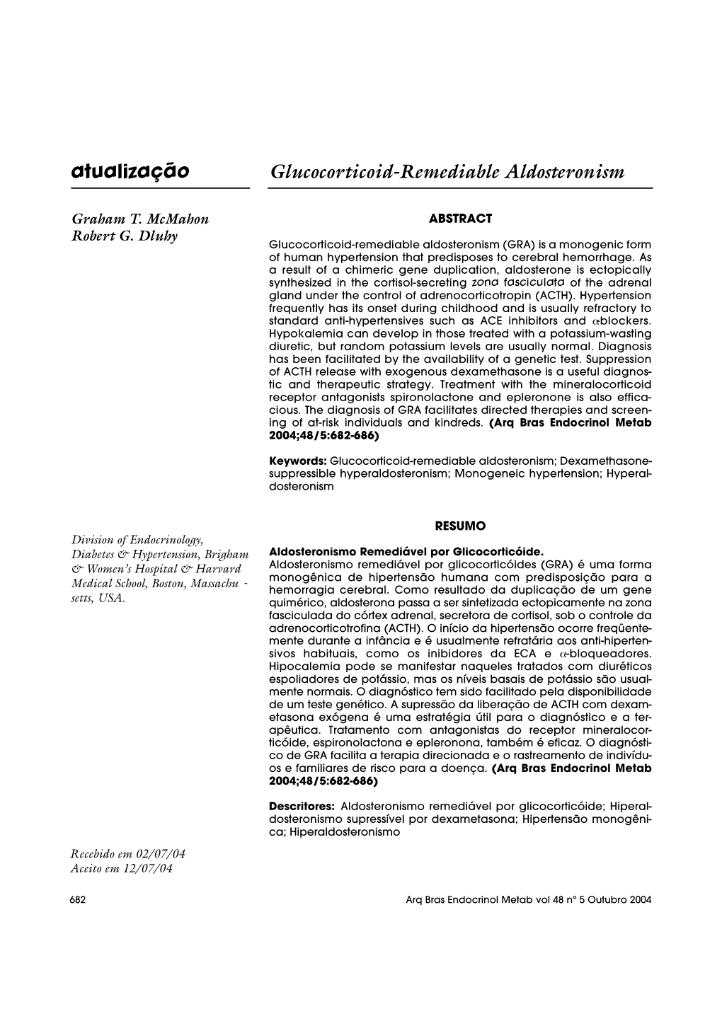 Atualização Glucocorticoid-Remediable Aldosteronism