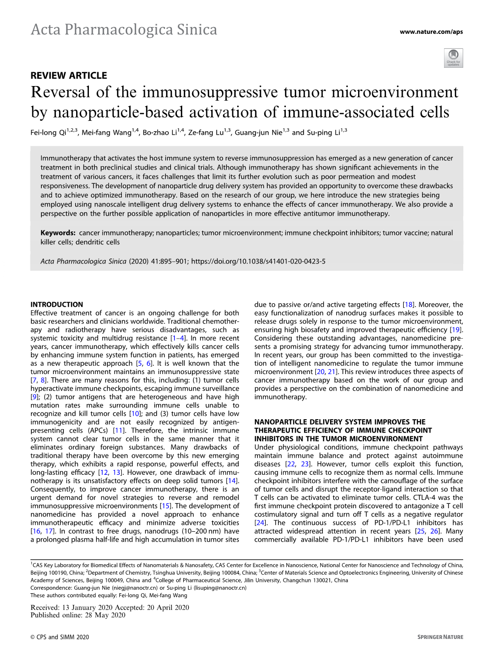 Reversal of the Immunosuppressive Tumor Microenvironment by Nanoparticle-Based Activation of Immune-Associated Cells
