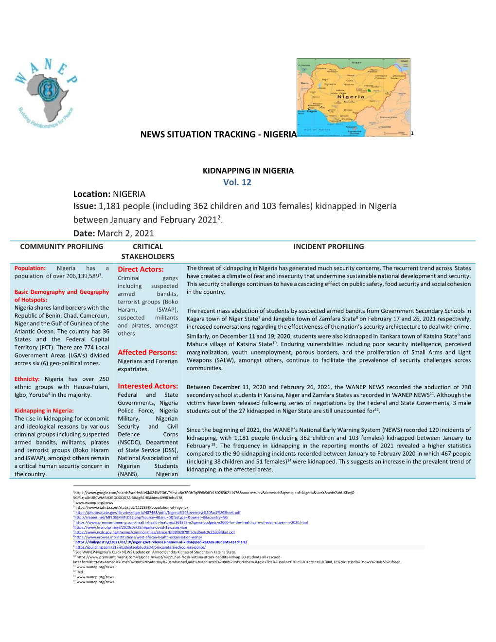 News Situation Tracking - Nigeria 1