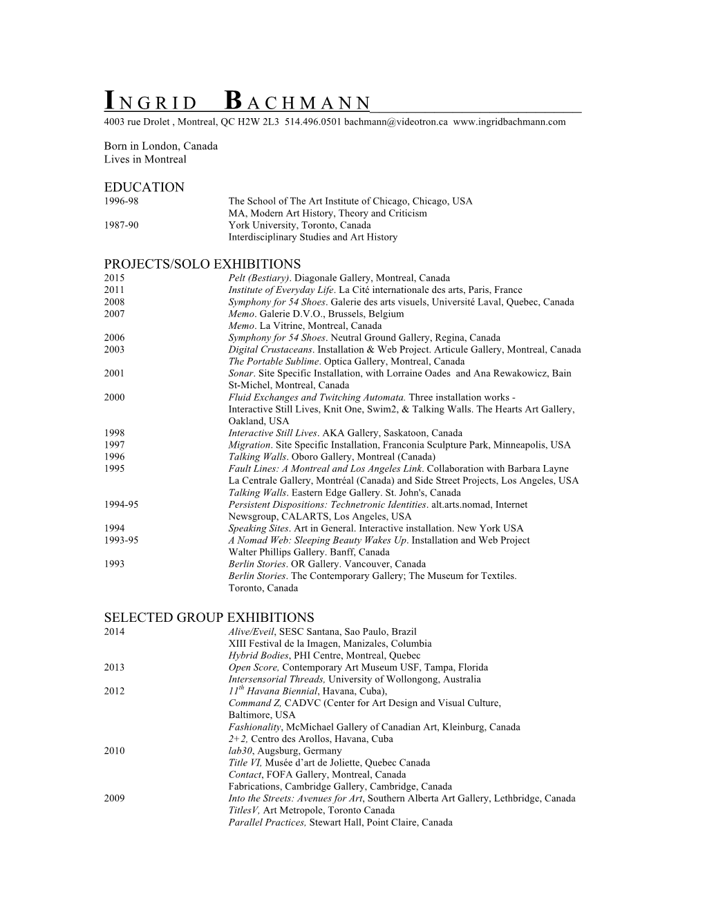 View Ingrid Bachmann's CV