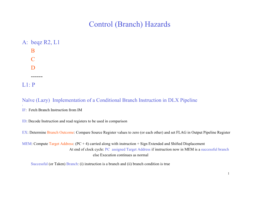 Control (Branch) Hazards