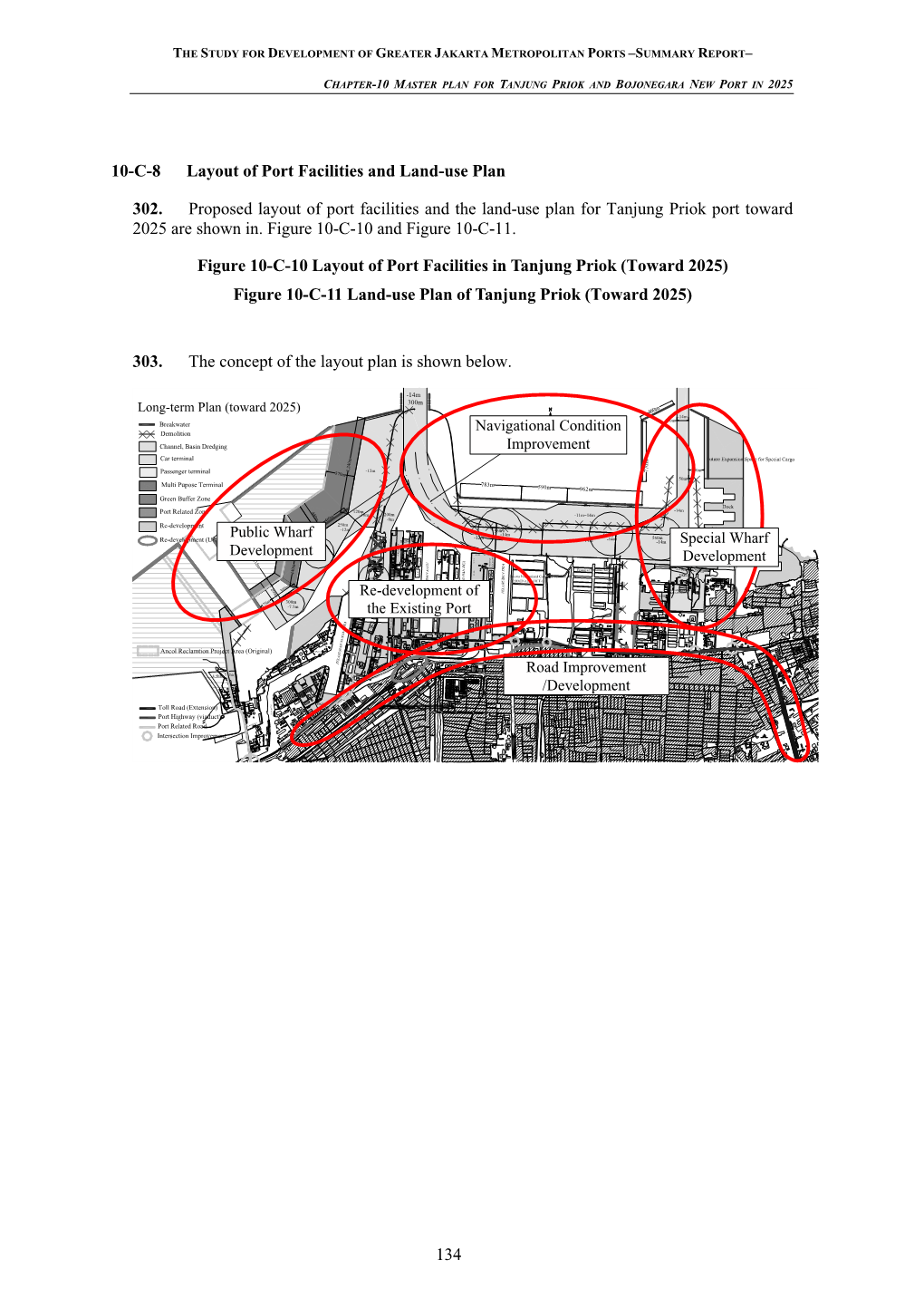 134 10-C-8 Layout of Port Facilities and Land-Use Plan 302. Proposed