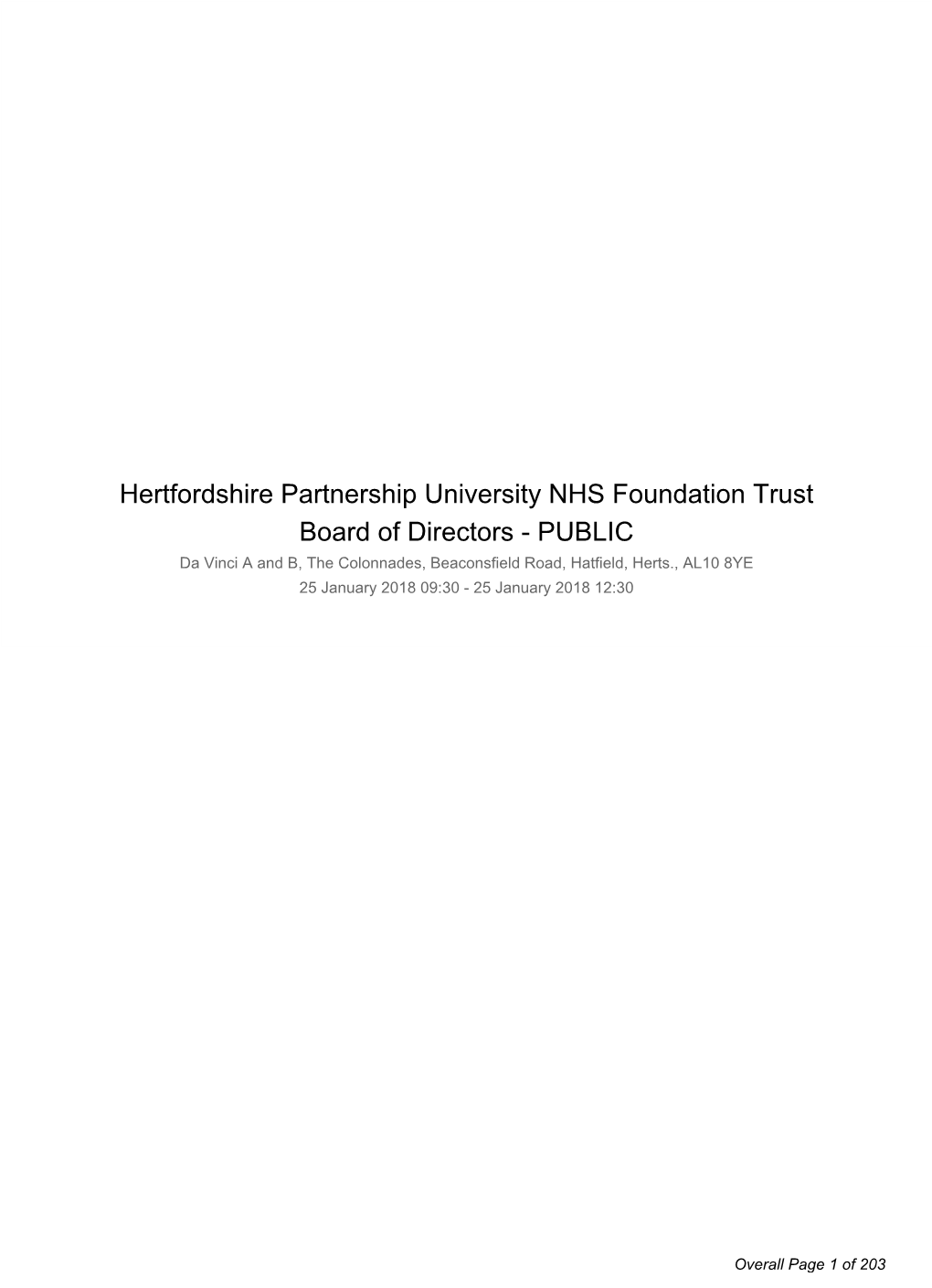 Hertfordshire Partnership University NHS Foundation Trust Board of Directors