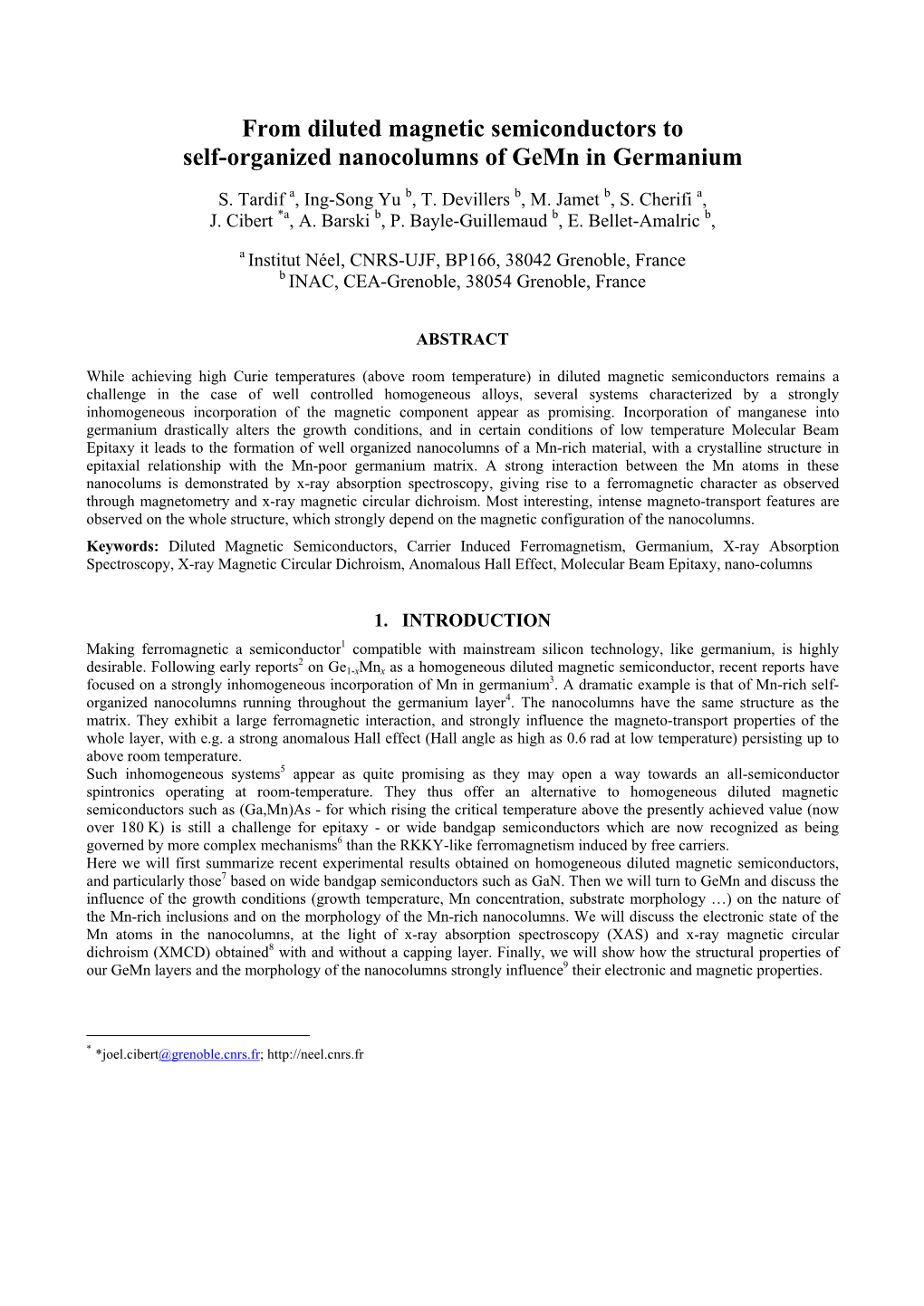 From Diluted Magnetic Semiconductors to Self-Organized Nanocolumns of Gemn in Germanium