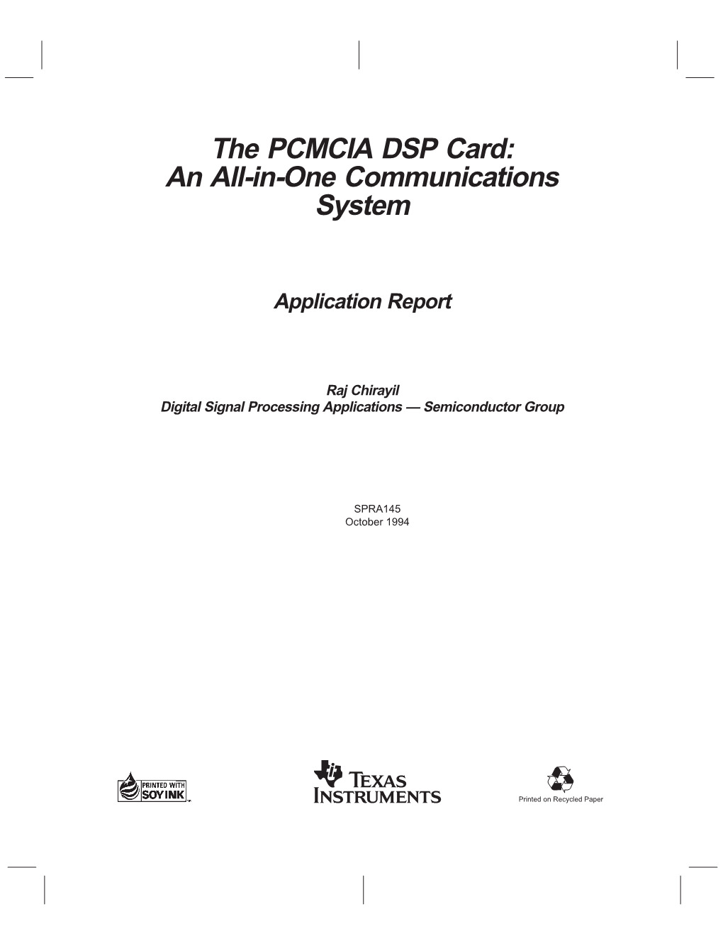 The PCMCIA DSP Card: an All-In-One Communications System