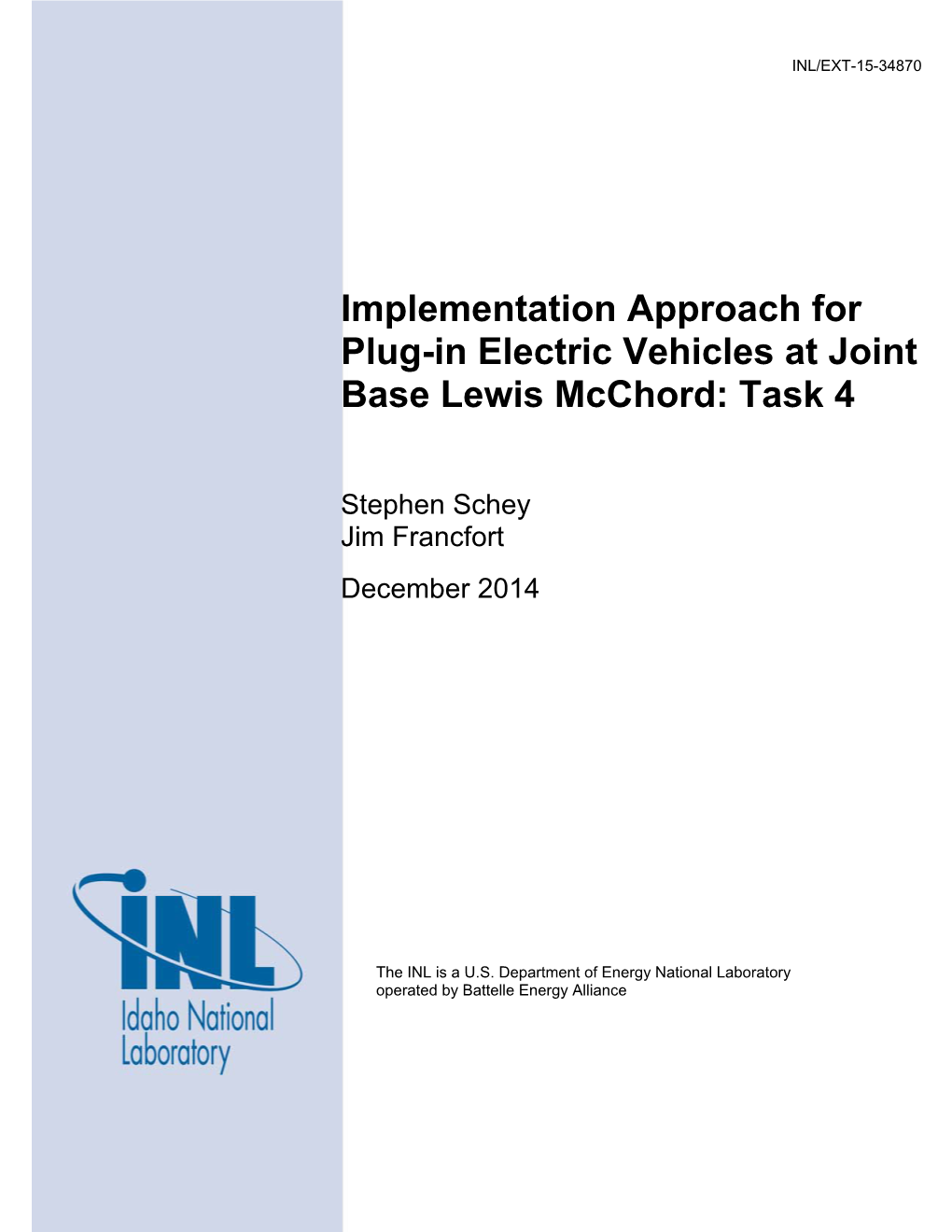 Implementation Approach for Plug-In Electric Vehicles at Joint Base Lewis Mcchord: Task 4