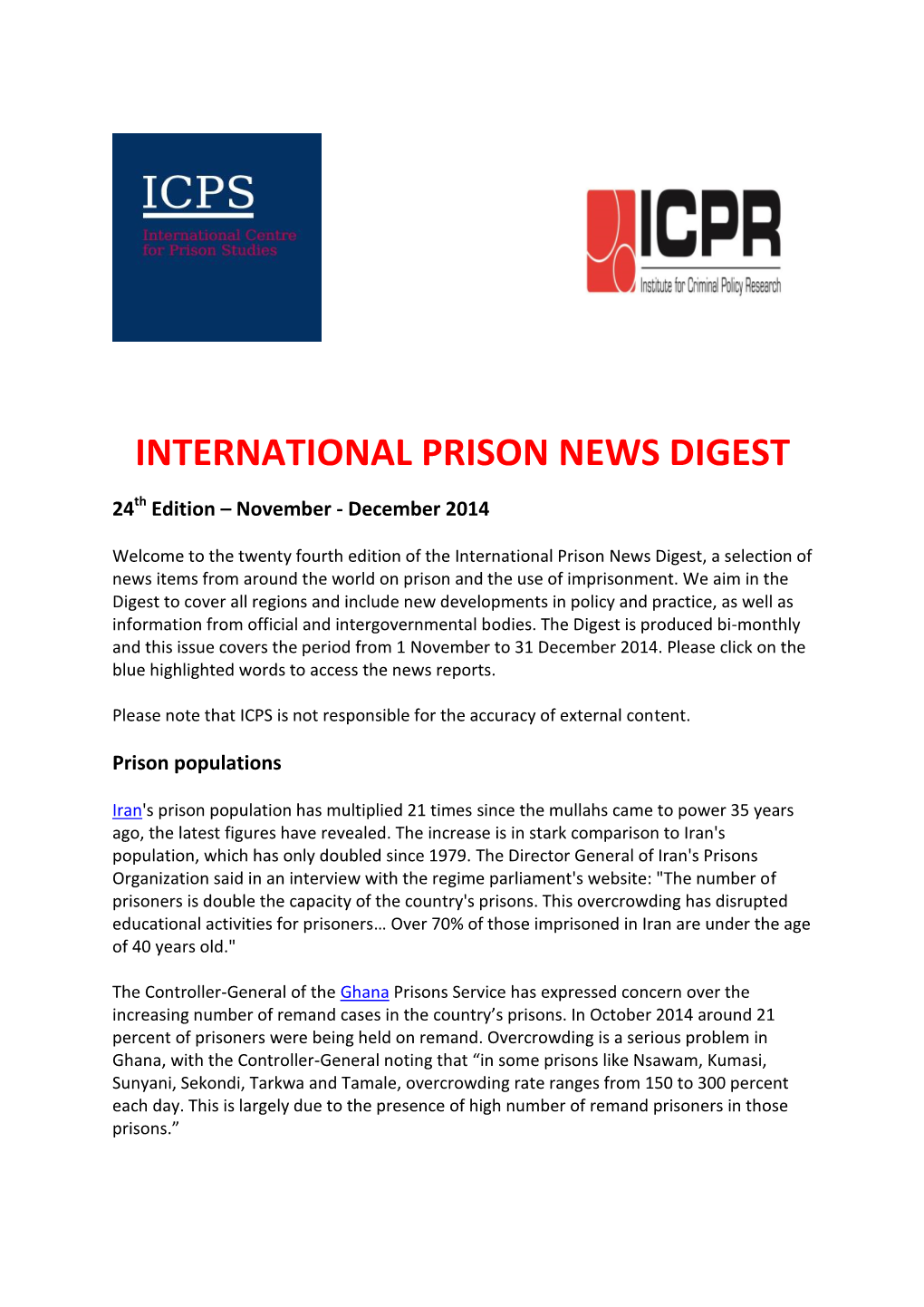 International Prison News Digest