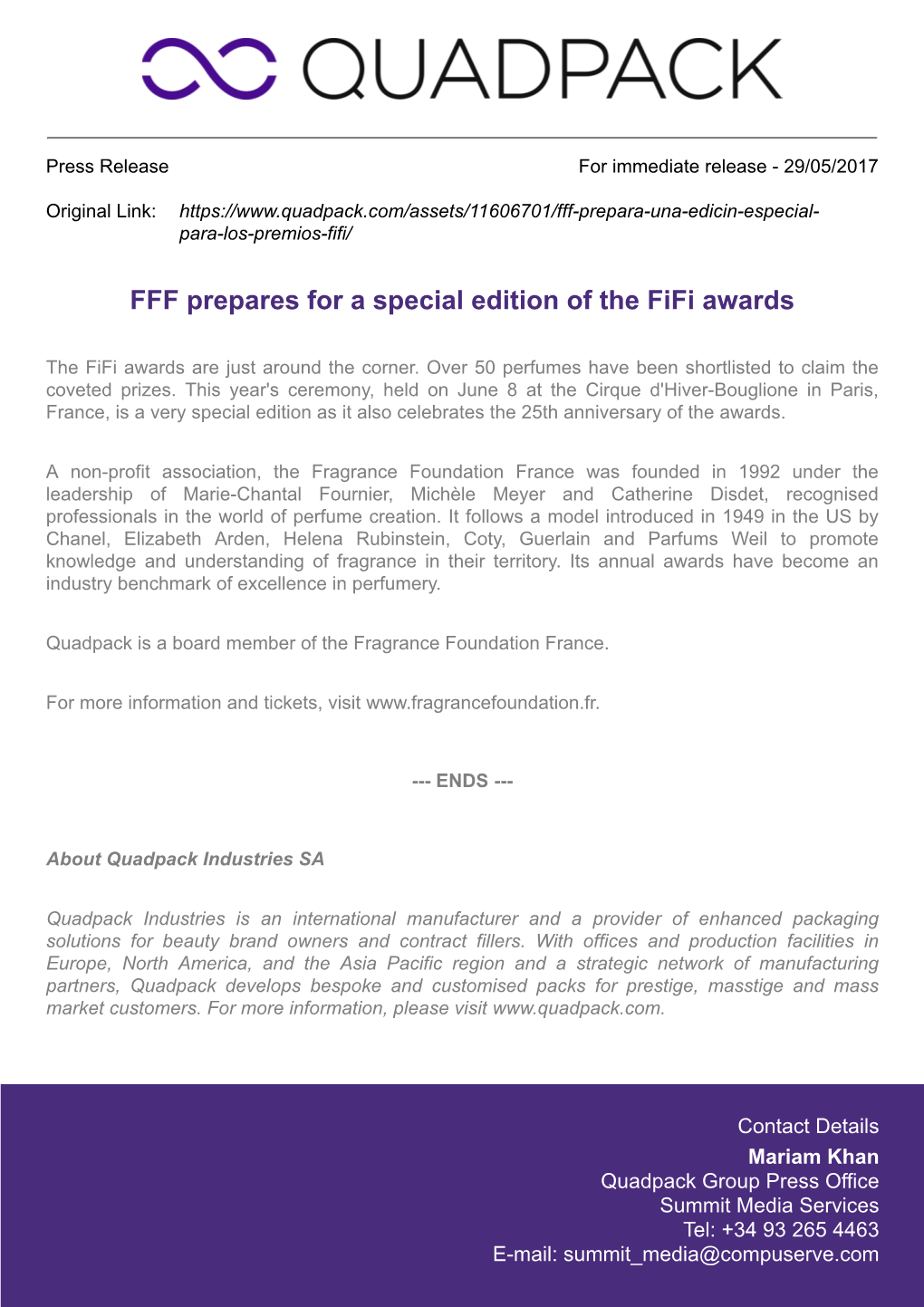 FFF Prepares for a Special Edition of the Fifi Awards