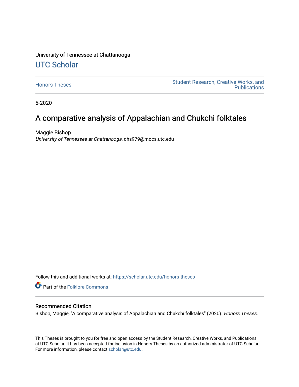 A Comparative Analysis of Appalachian and Chukchi Folktales