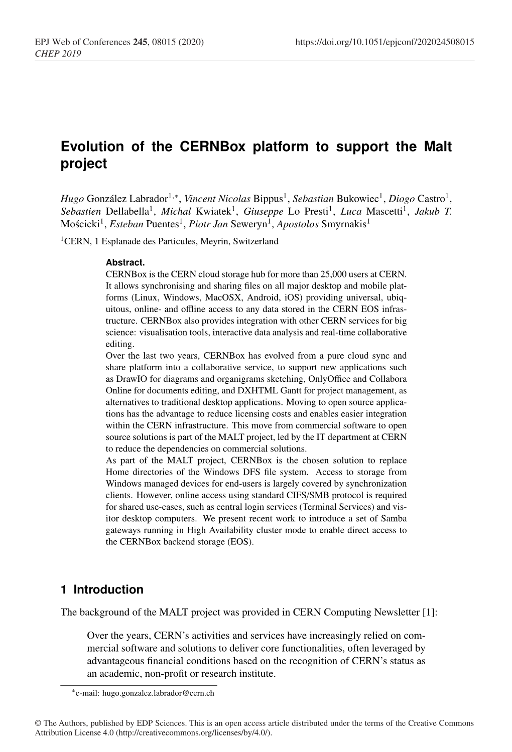 Evolution of the Cernbox Platform to Support the Malt Project