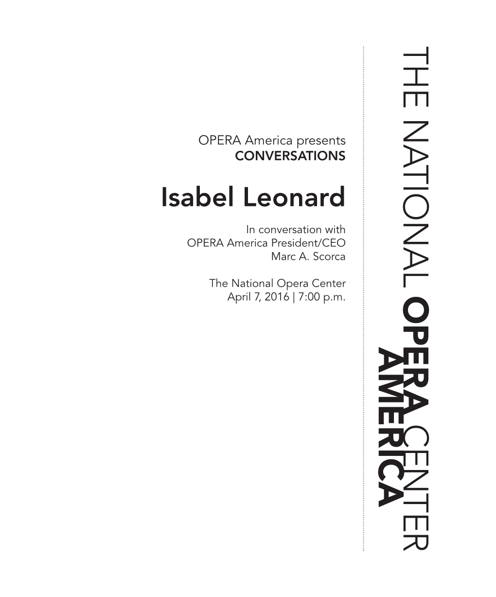 Isabel Leonard in Conversation Program