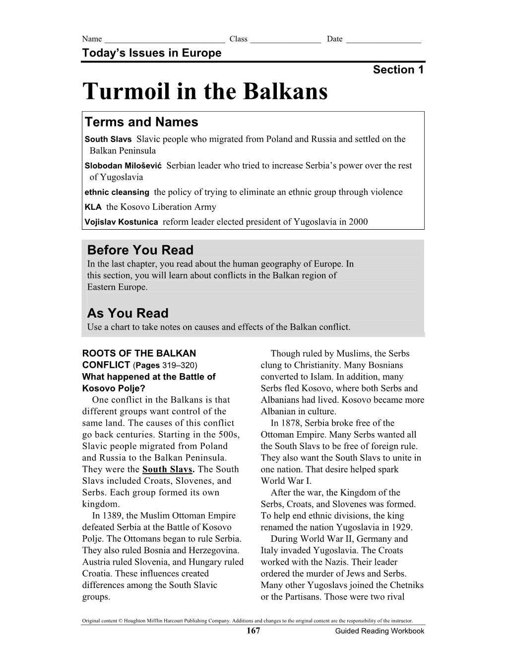 Turmoil in the Balkans