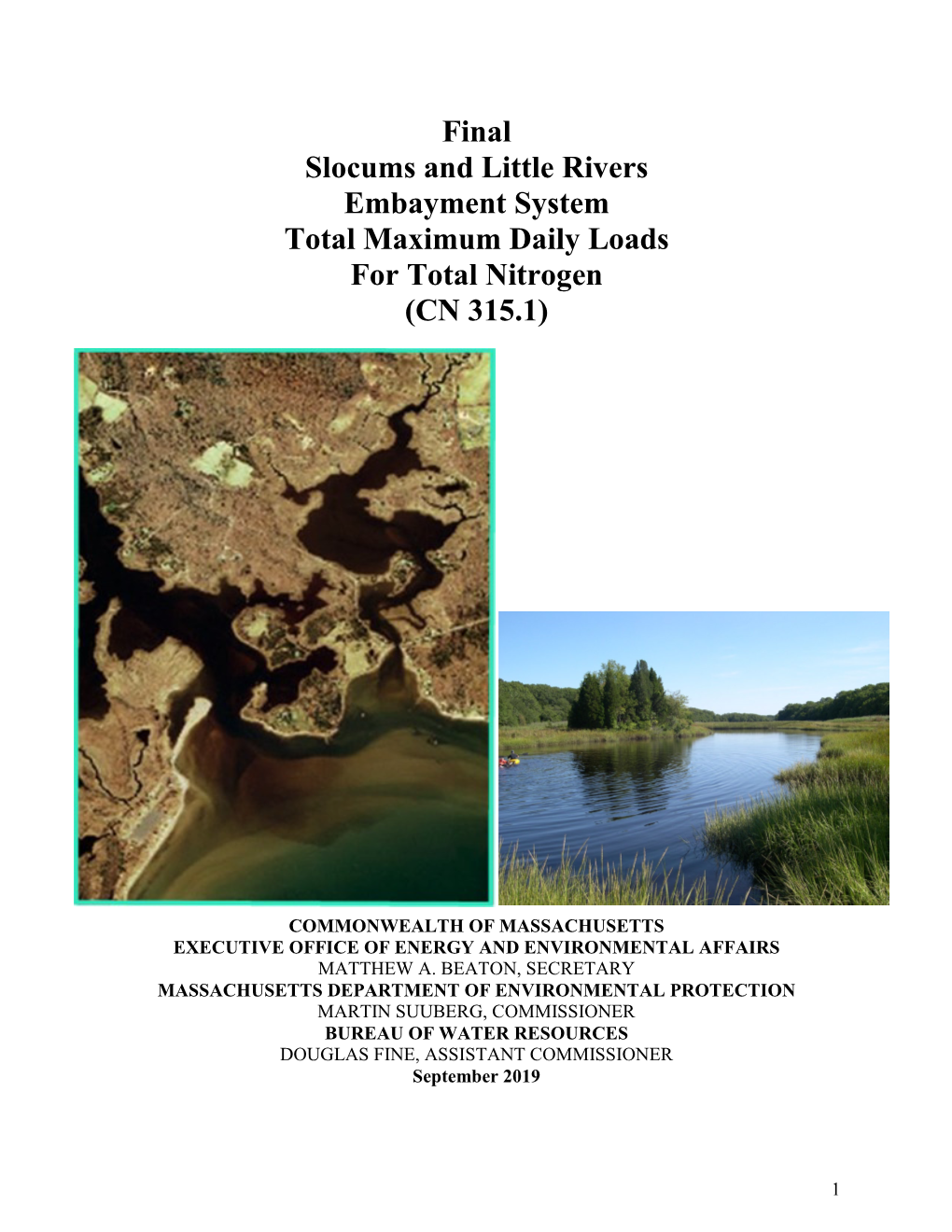 Final Slocums and Little Rivers Embayment System Total Maximum Daily Loads for Total Nitrogen (CN 315.1)