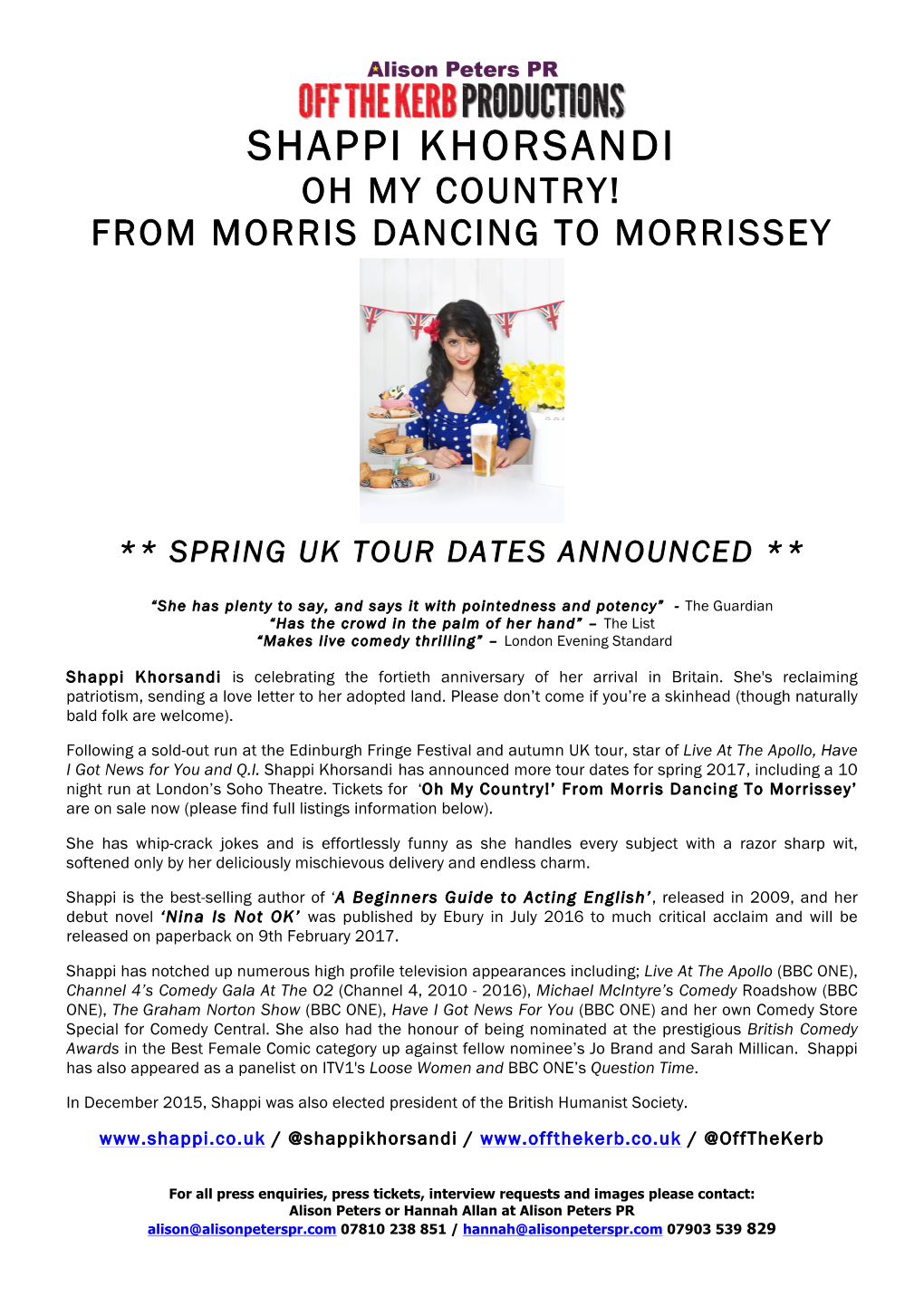 Shappi Khorsandi Oh My Country! from Morris Dancing to Morrissey