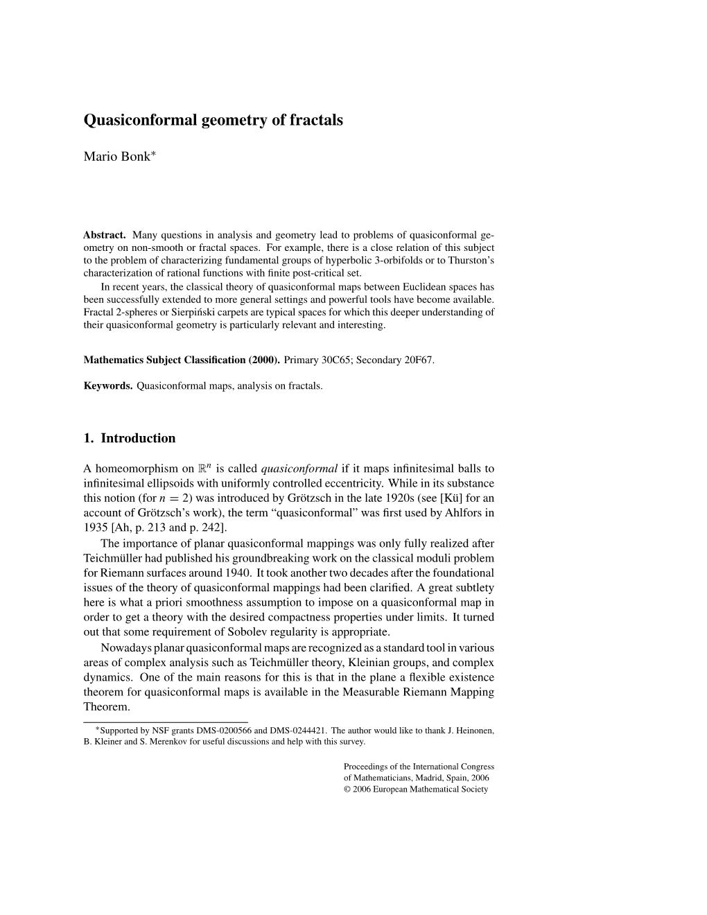 Quasiconformal Geometry of Fractals