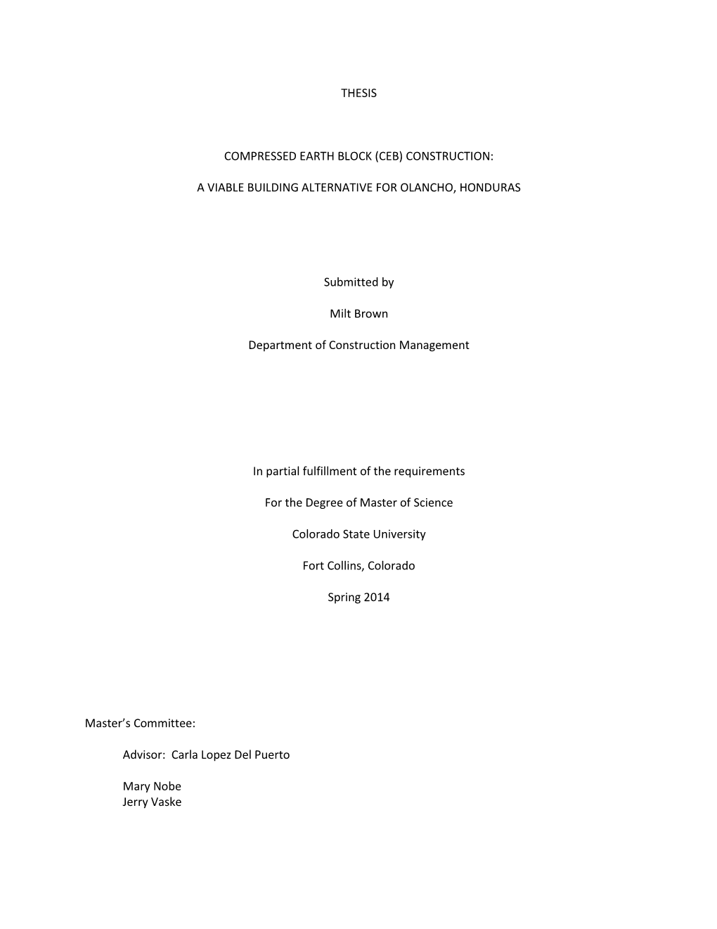 Thesis Compressed Earth Block (Ceb) Construction