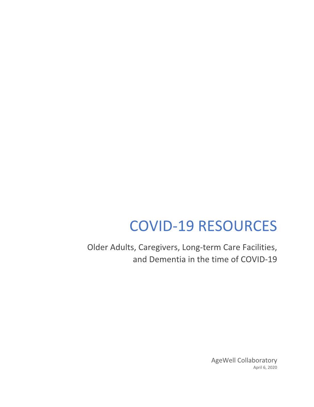 COVID-19 Resources- Agewell Collaboratory 4.7.2020.Pdf