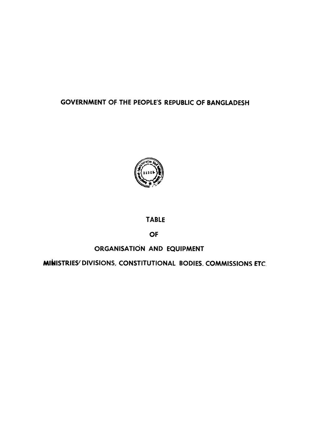 Table of Organisation and Equipment Ministriesdivisions Phase