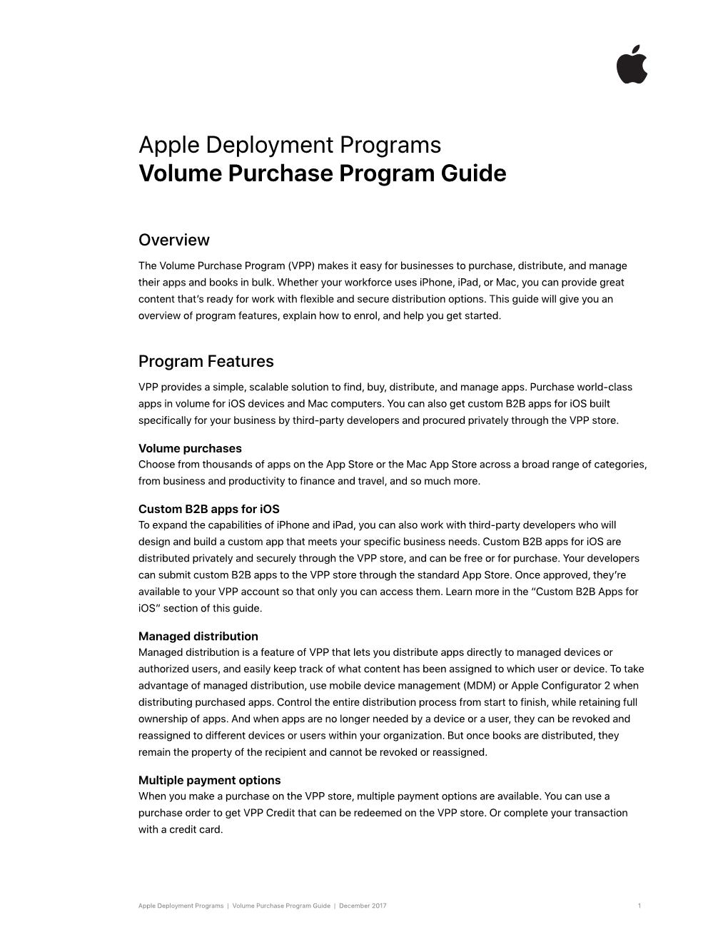 Apple Deployment Programs Volume Purchase Program Guide