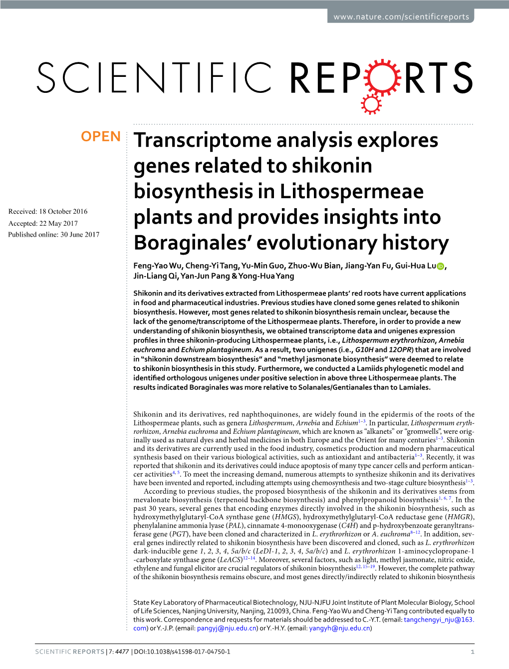 Transcriptome Analysis Explores Genes Related to Shikonin