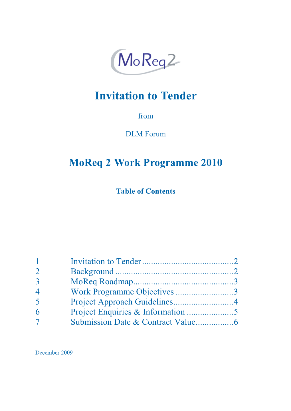 Invitation to Tender Moreq2 Work Programme V0-4