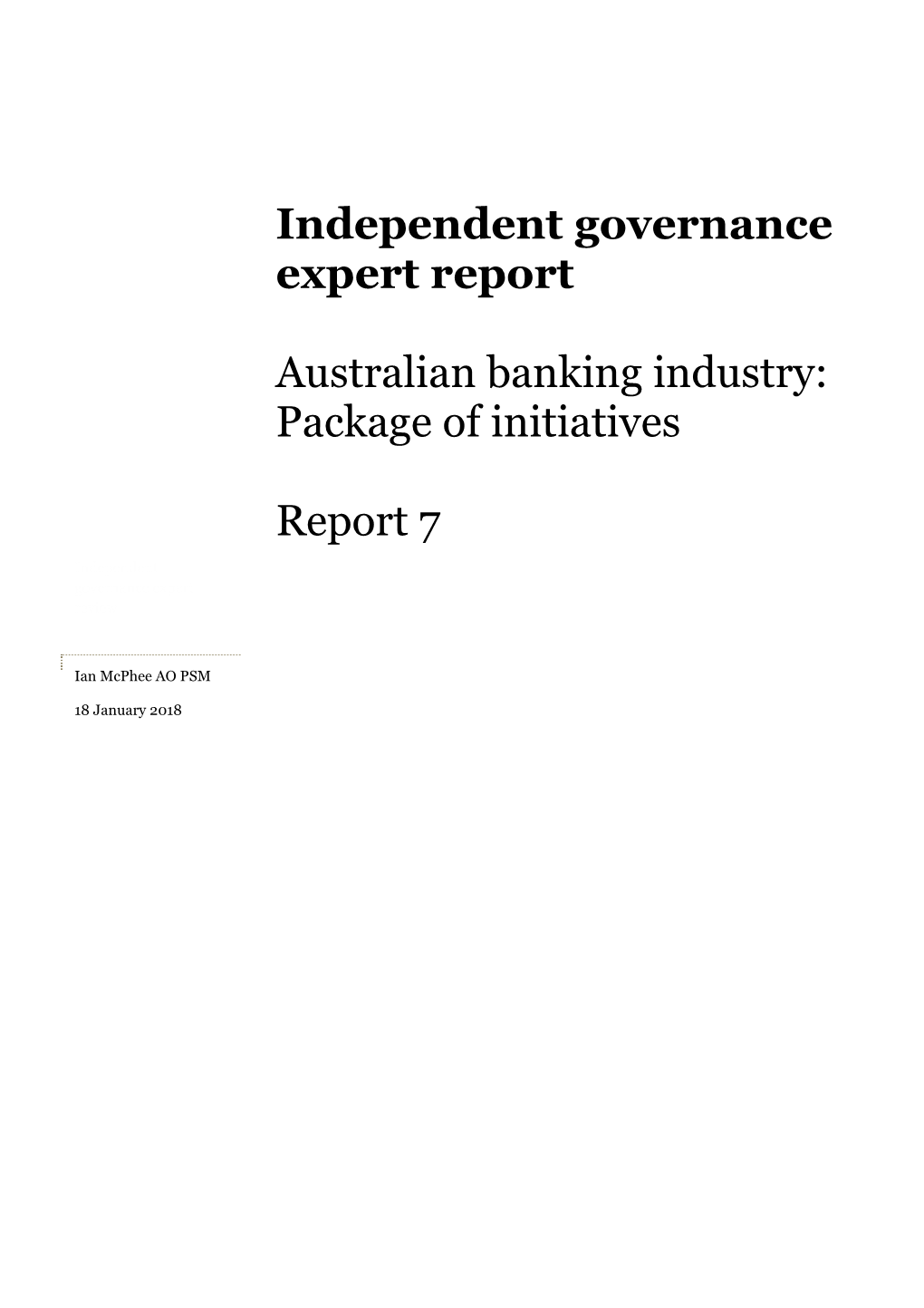 Independent Governance Expert Report Australian Banking Industry