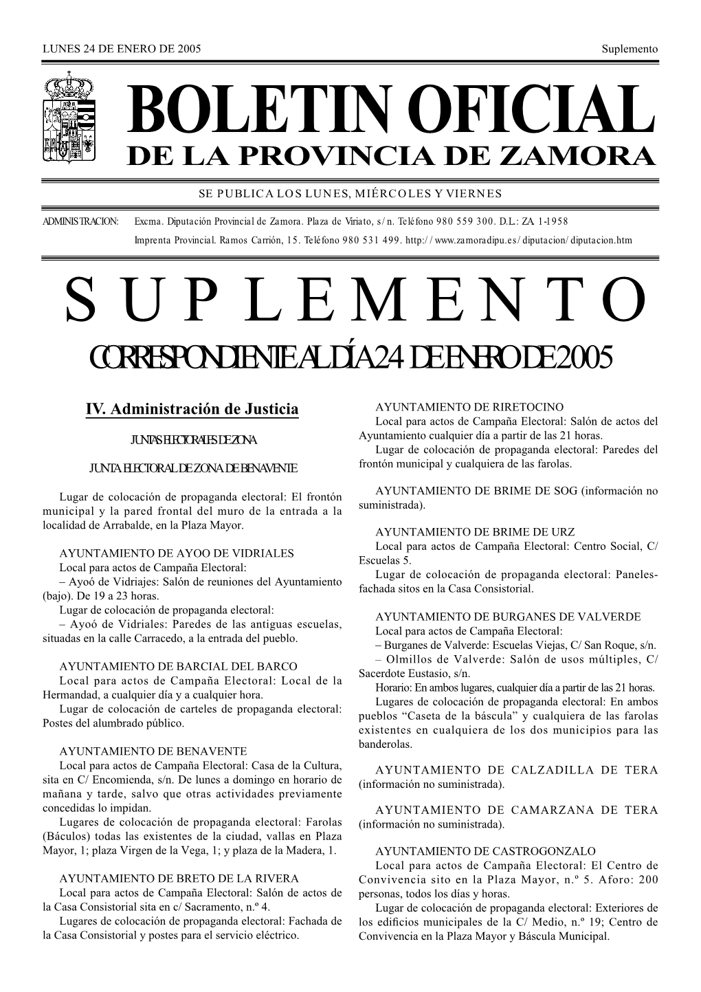 Boletin Oficial De La Provincia De Zamora