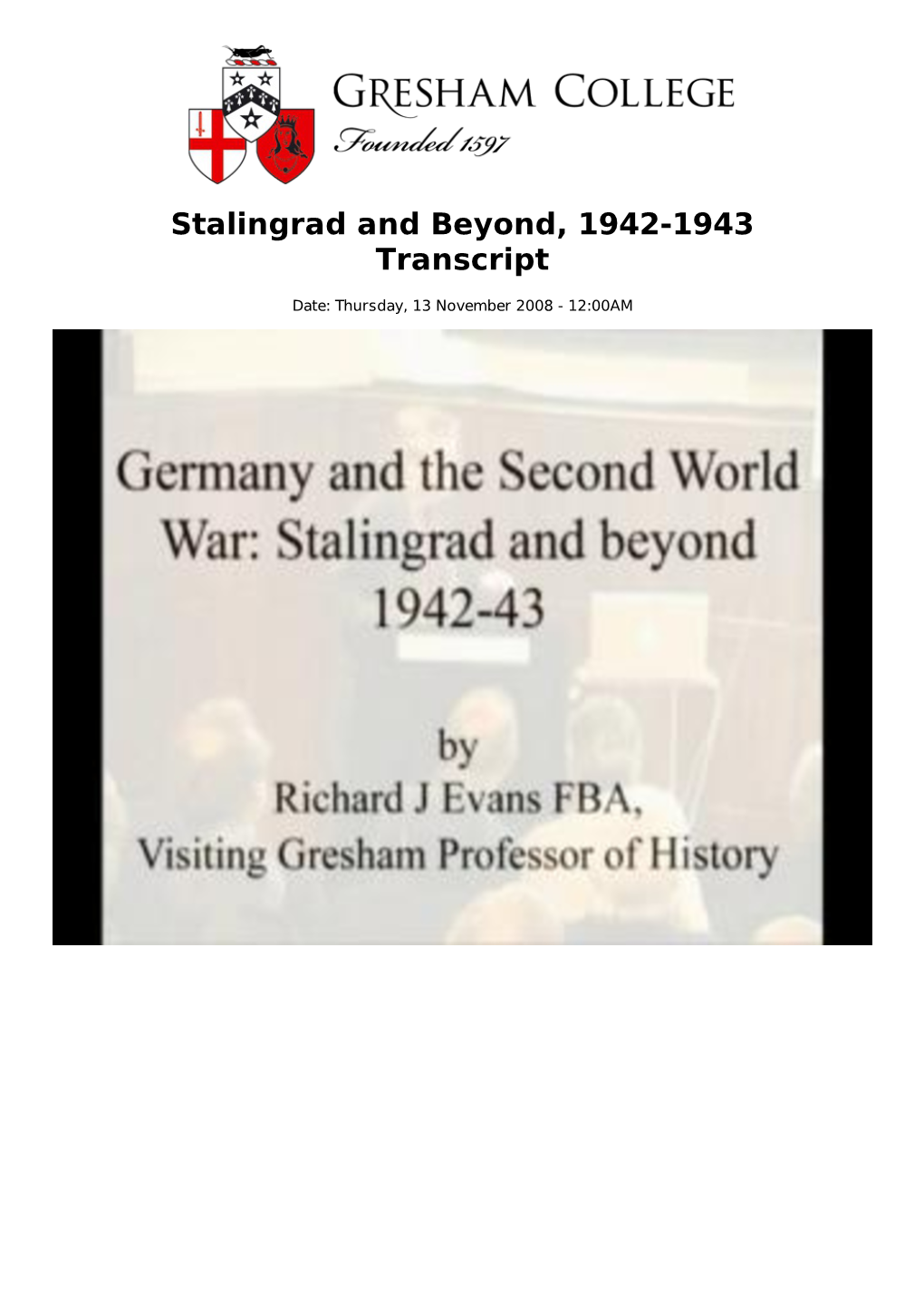 Stalingrad and Beyond, 1942-1943 Transcript