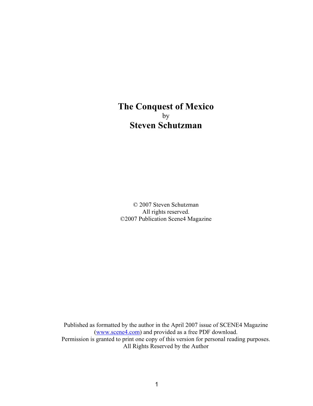 The Conquest of Mexico by Steven Schutzman