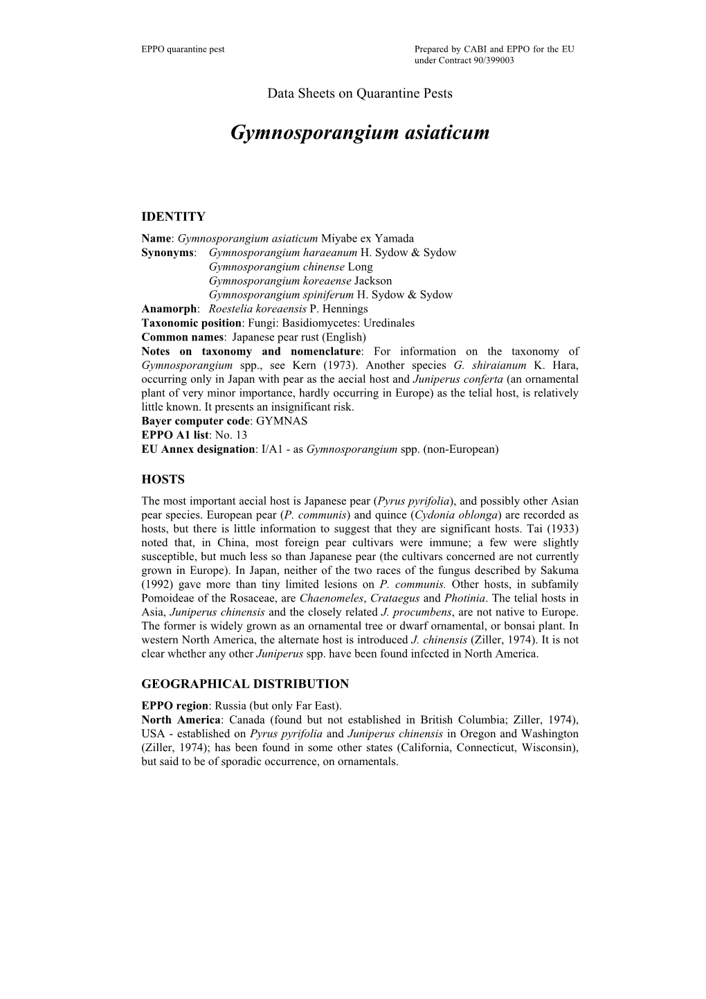 Data Sheet on Gymnosporangium Asiaticum