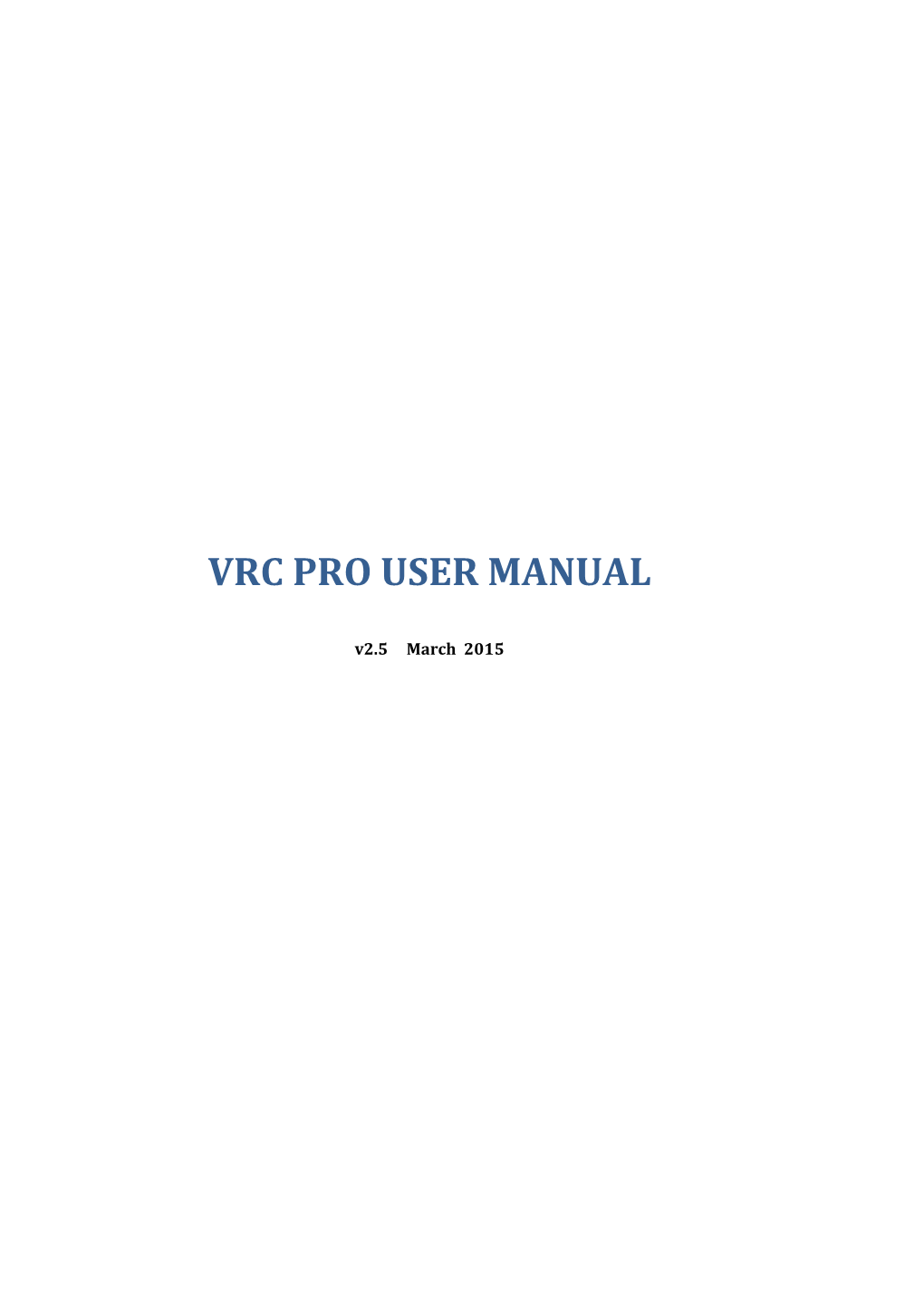 Vrc Pro User Manual