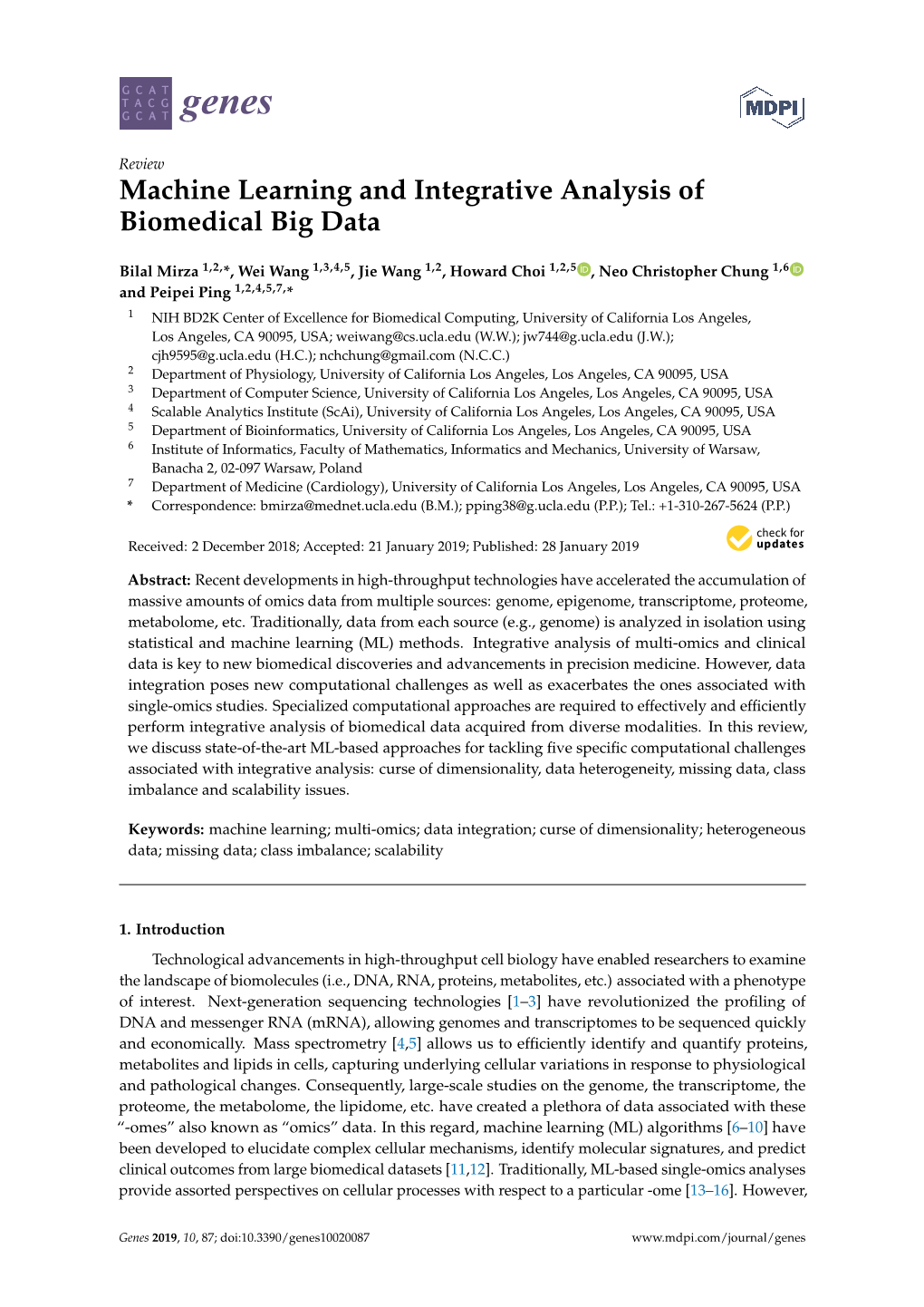 Machine Learning and Integrative Analysis of Biomedical Big Data