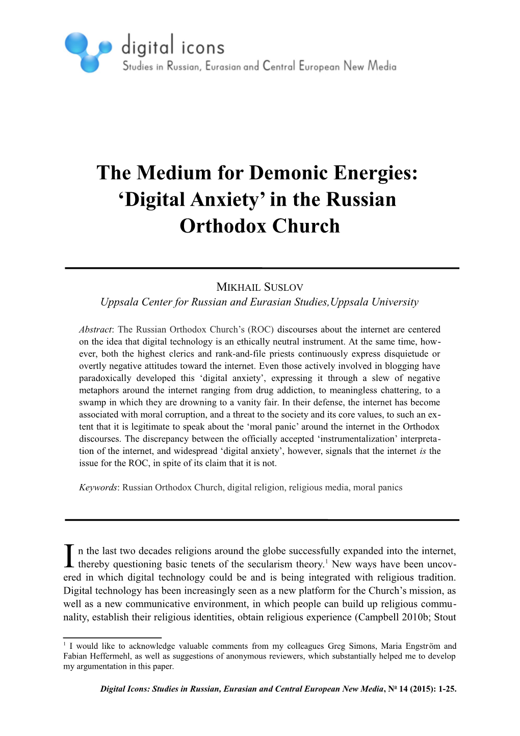 'Digital Anxiety' in the Russian Orthodox Church