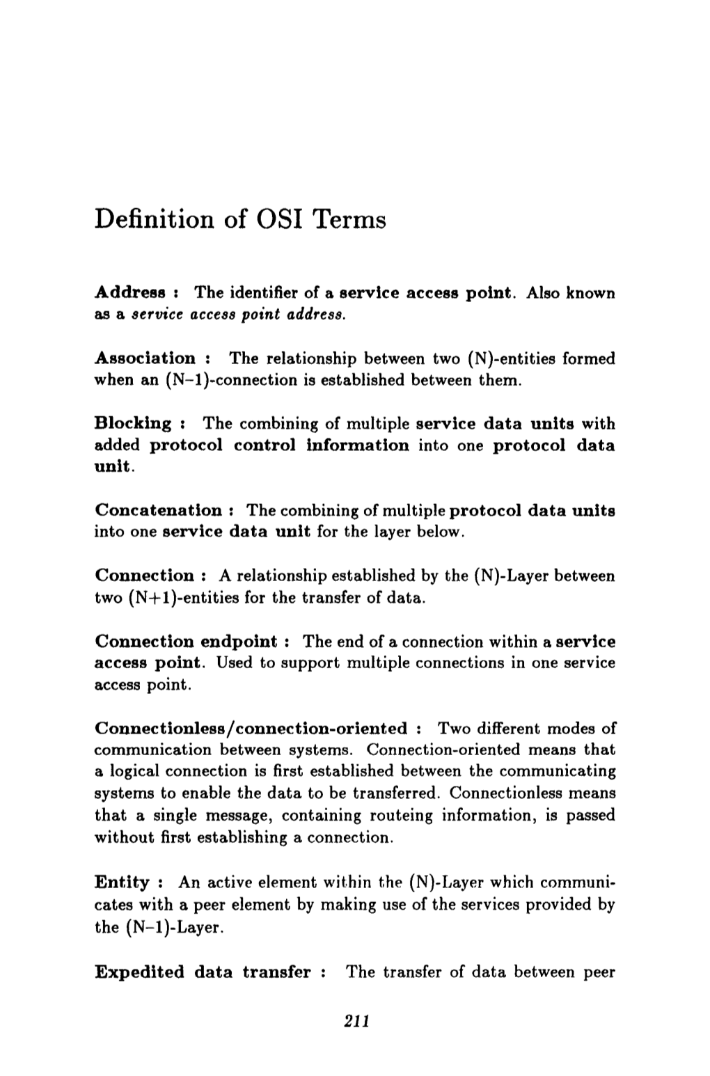 Definition of OSI Terms