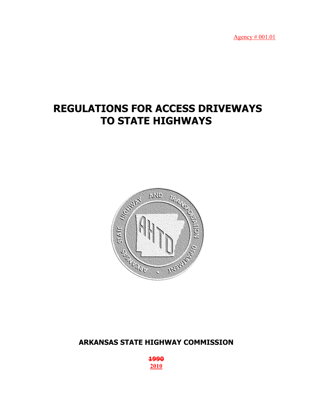 Regulations for Access Driveways to State Highways