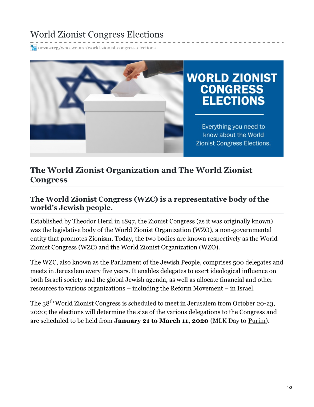 World Zionist Congress Elections