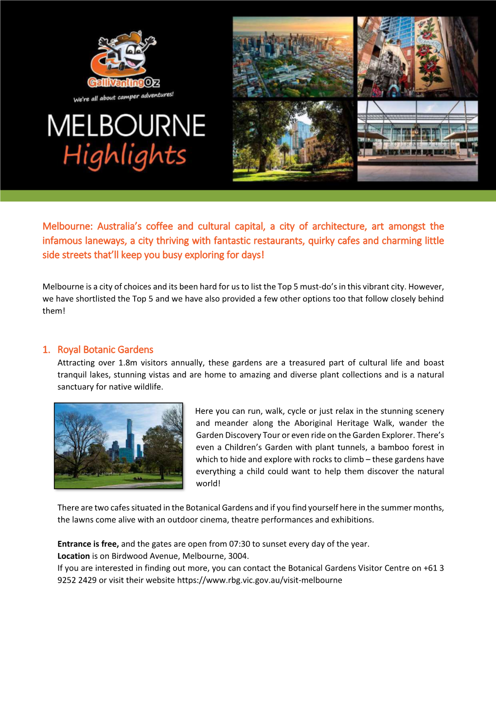 Melbourne: Australia's Coffee and Cultural Capital, a City Of