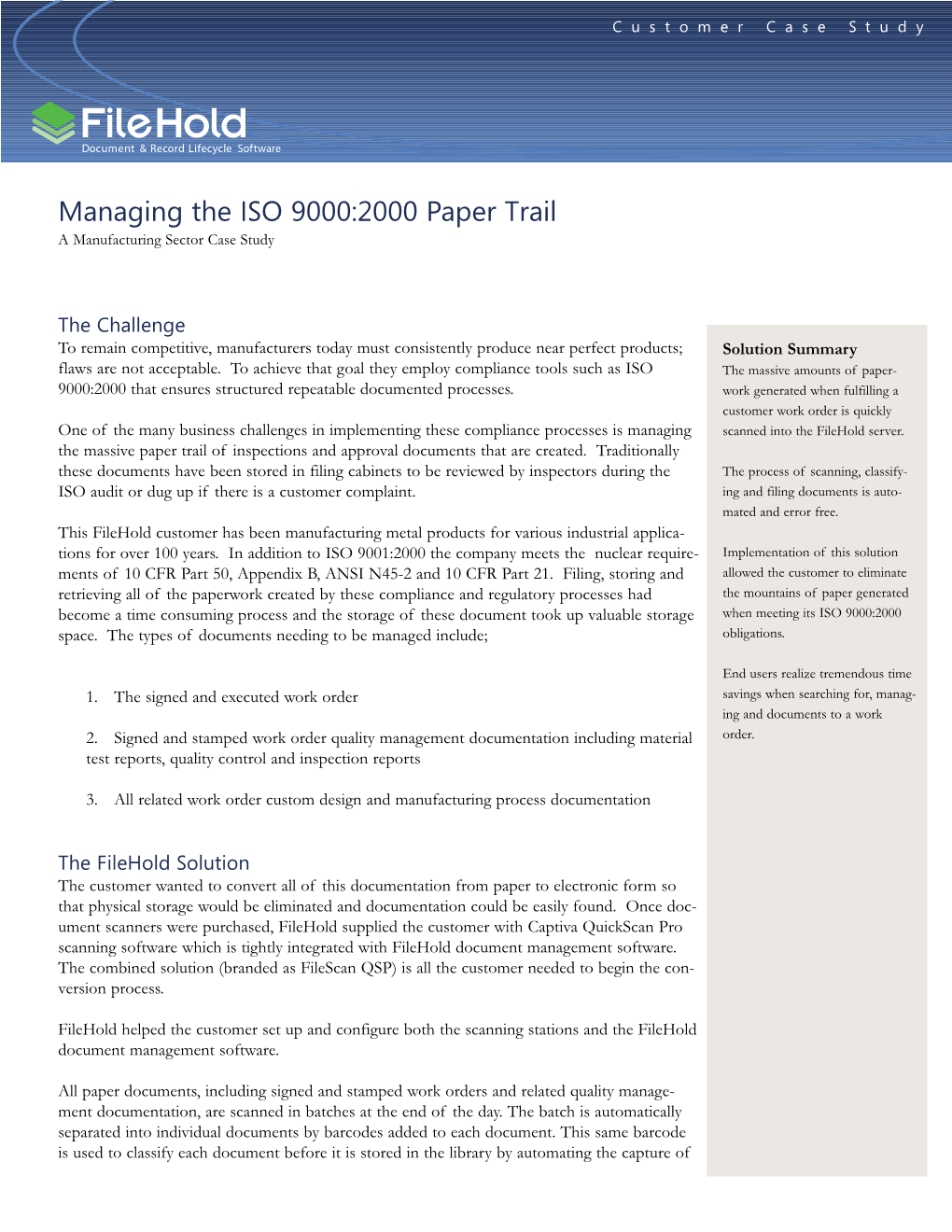 Manufacturing Sector Case Study