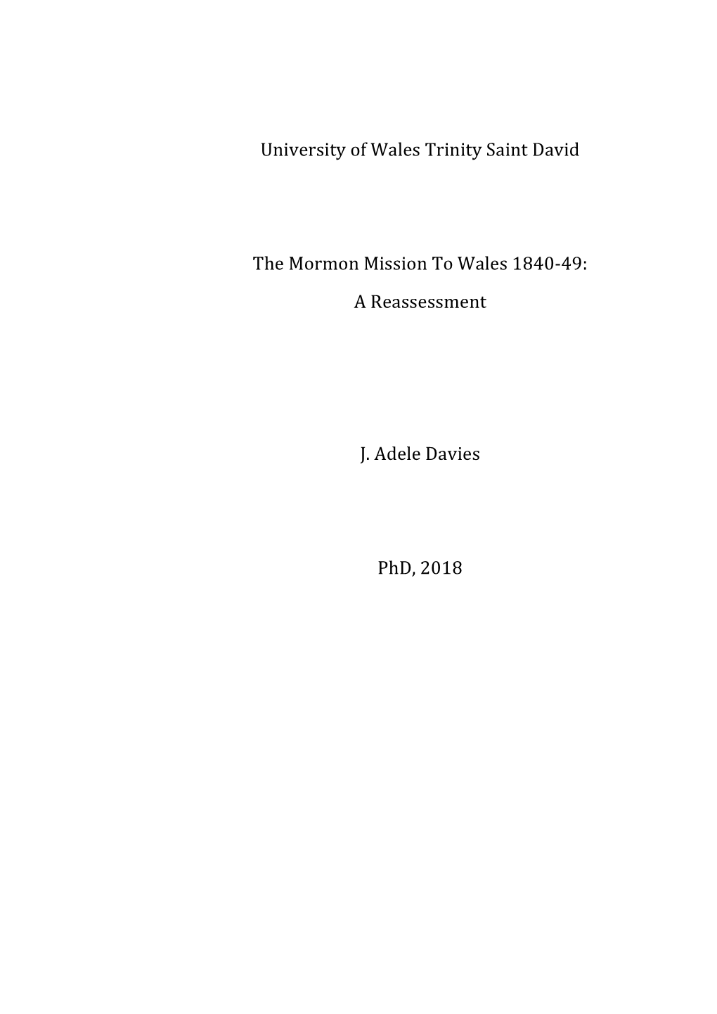 Davies, Julie Adele (2018) the Mormon Mission to Wales.Pdf